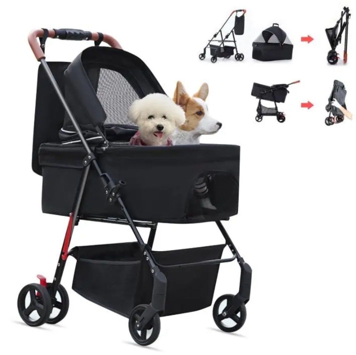 MILA-LOUIS ペットカート 4輪バギー ブラック 折りたたみ＆分離型 軽量設計 黒色