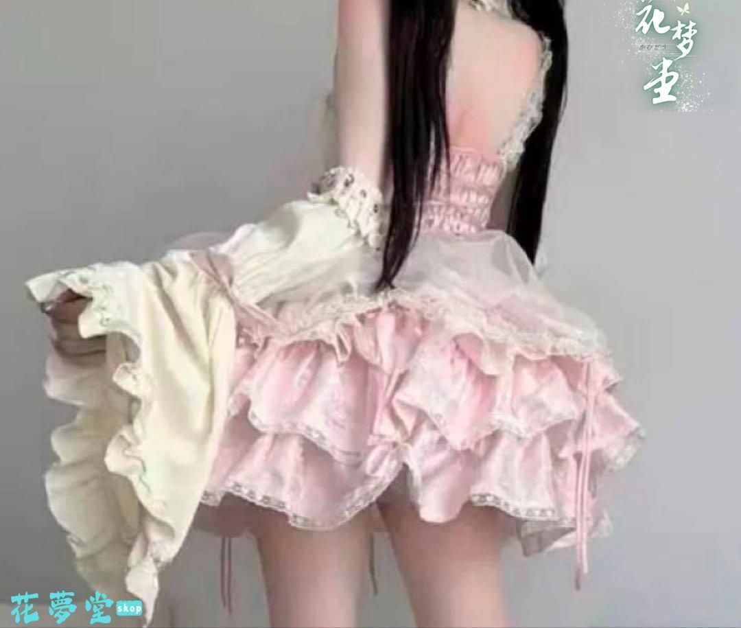 入荷数限り！ 25年 コスプレ 淡ピンクフリミニセットアップ お出かけパーティ用３点セット 撮影会 舞台 イベント 原野空間-81