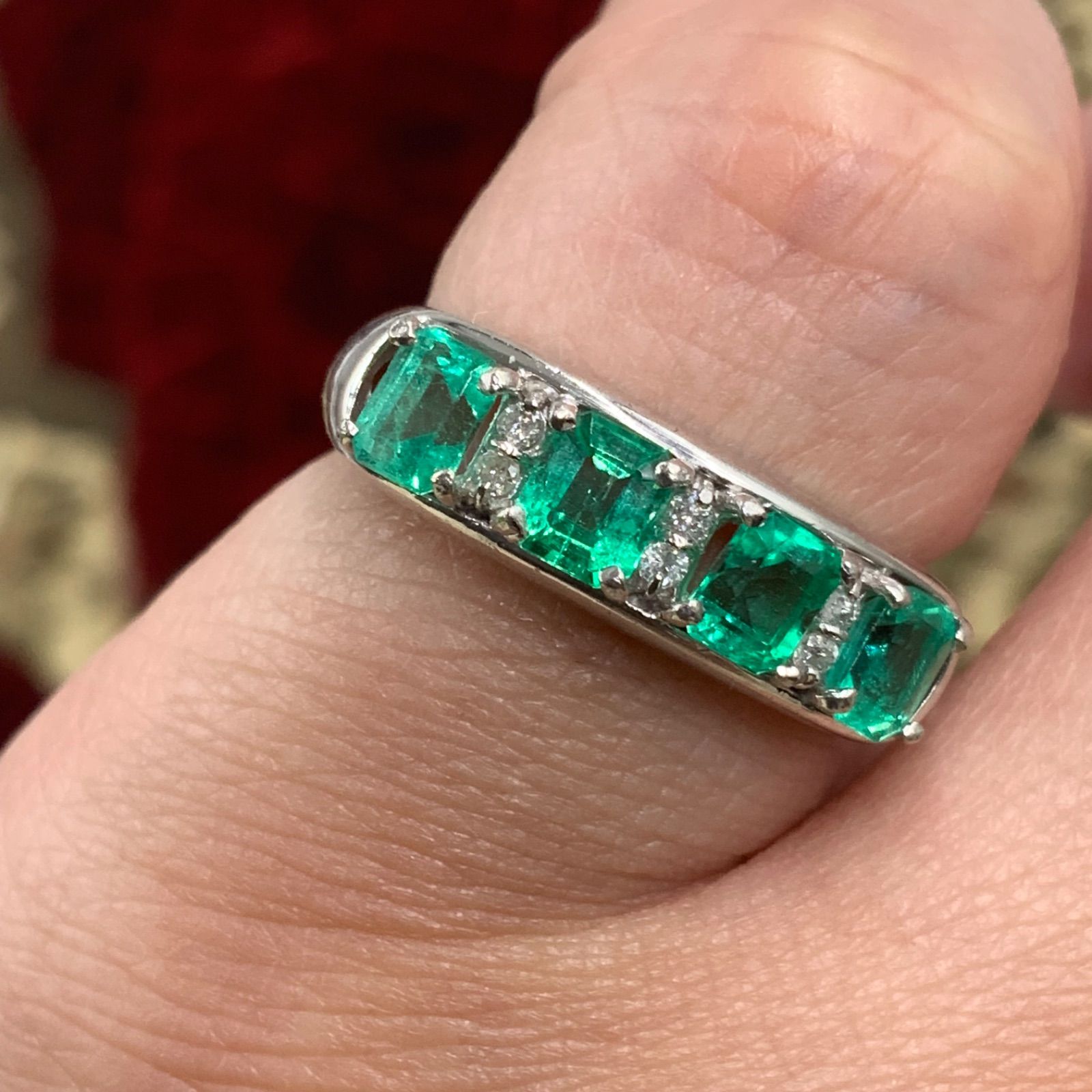 pt900リング エメラルド 6.2カラット Pt900 エメラルドリング 1.12ct ダイヤ 0.06ct 6.4g 約11.5号