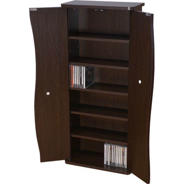 収納キャビネット 収納棚 ダークブラウン 約幅39.5cm 扉付き 可動式棚