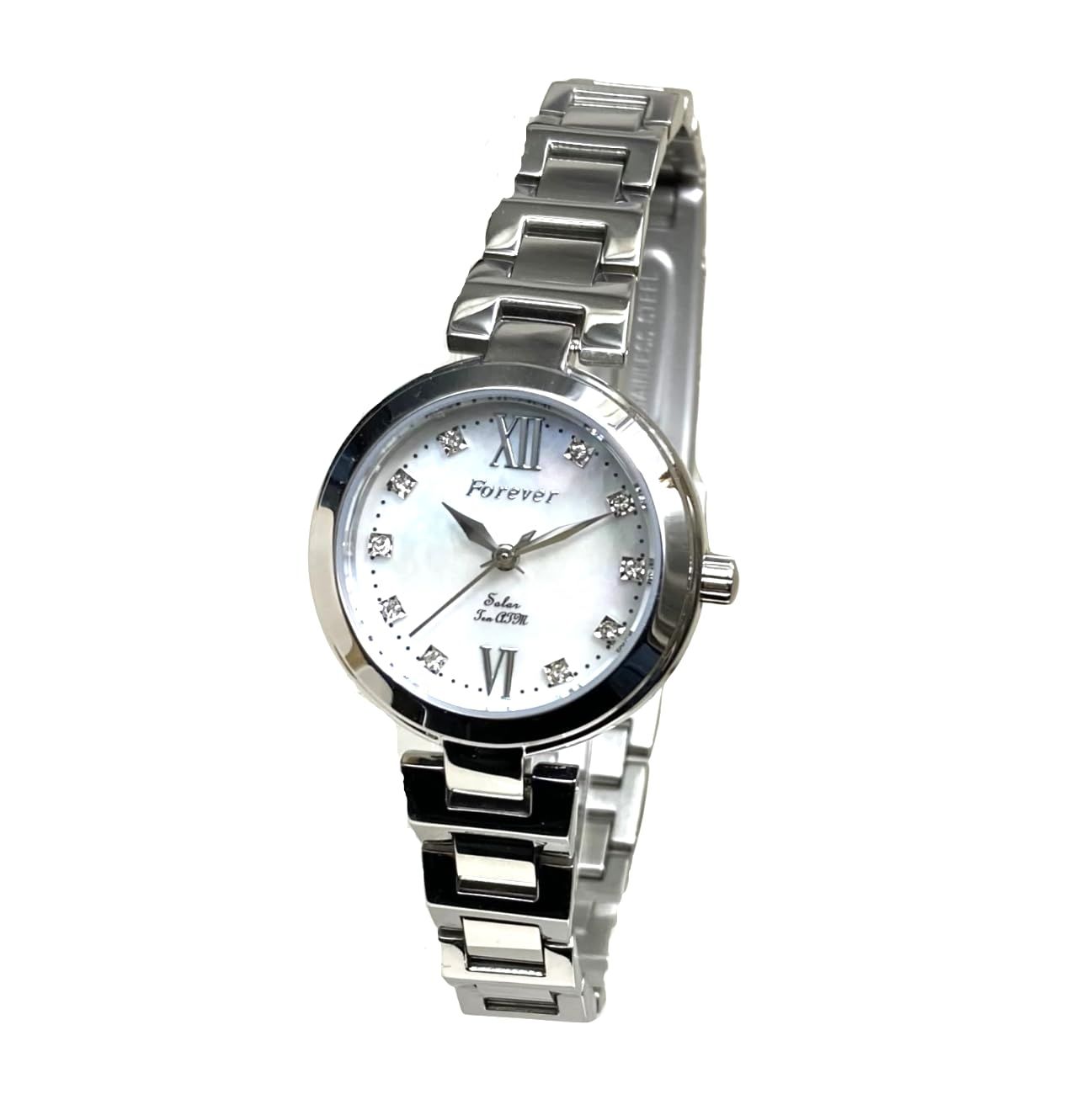FOREVER フォーエバー レディース腕時計 ソーラー １０気圧防水 ソーラームーブメント搭載 簡易ベルト調整工具付き ホワイトシェル文字盤 FL-1201 ６モデル ホワイト