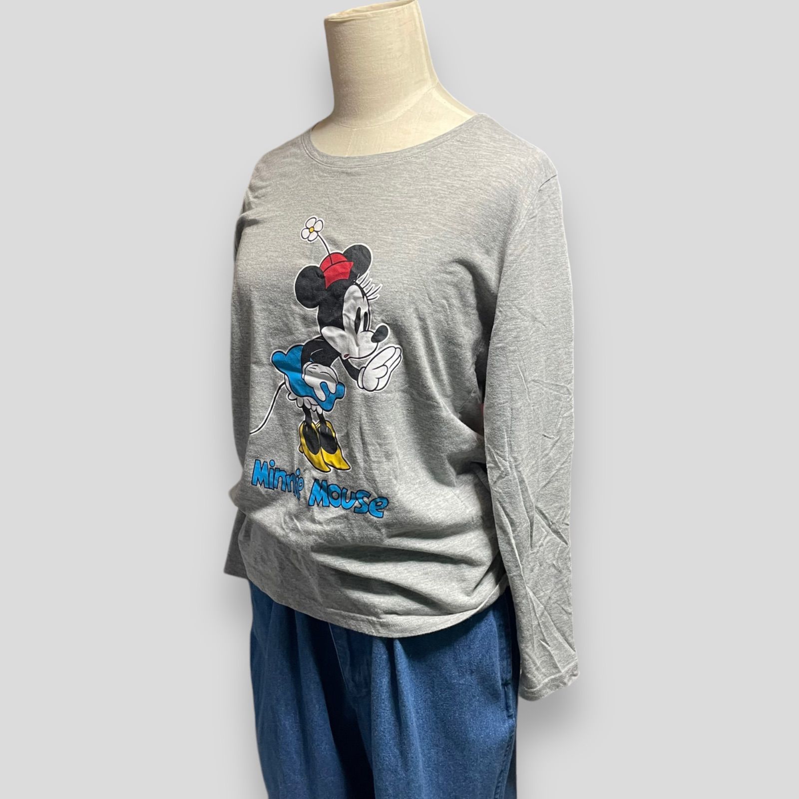 Disney ミニーマウス プリントスウェット 薄手 グレー - メルカリ