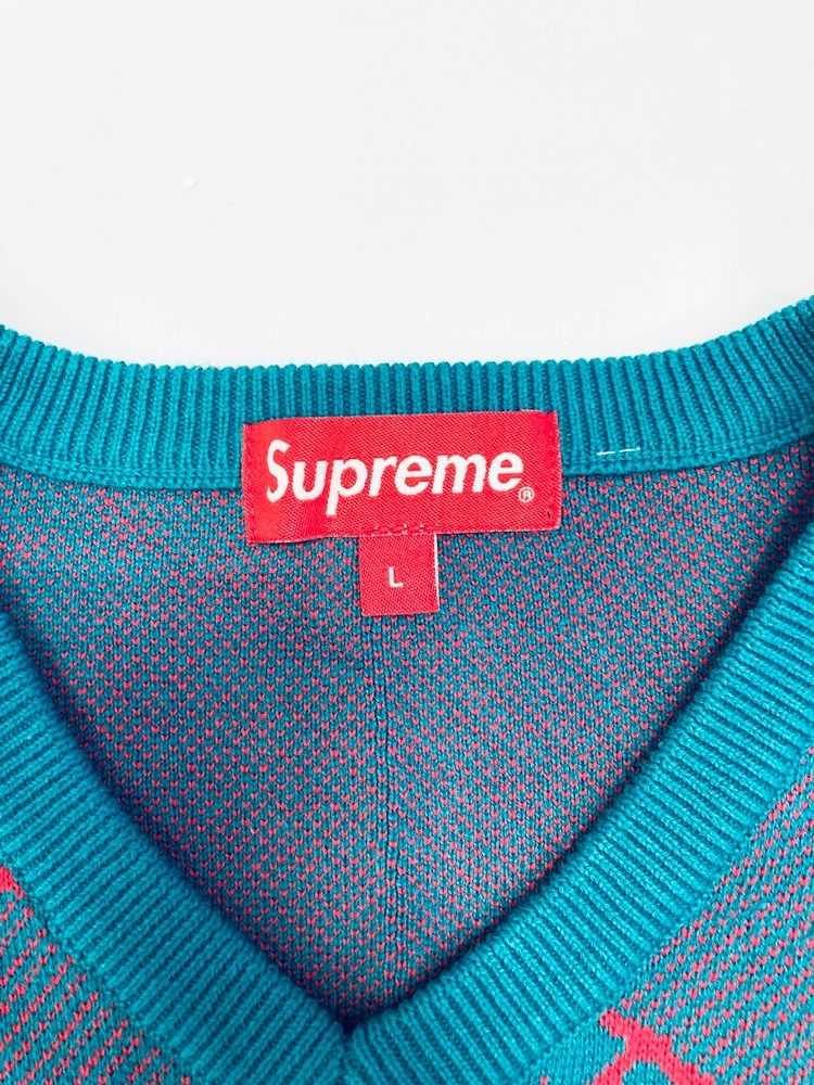 シュプリーム SUPREME Stripe Sweater Vest Teal ニットベスト コットンベスト ティール ベスト グリーン Lサイズ 101MT-2702