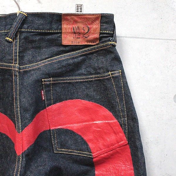 エヴィスジーンズ EVISU JEANS No.2 ビッグカモメ 赤 大黒 ストレート ジーンズ W30 L35 【66186】 - メルカリ