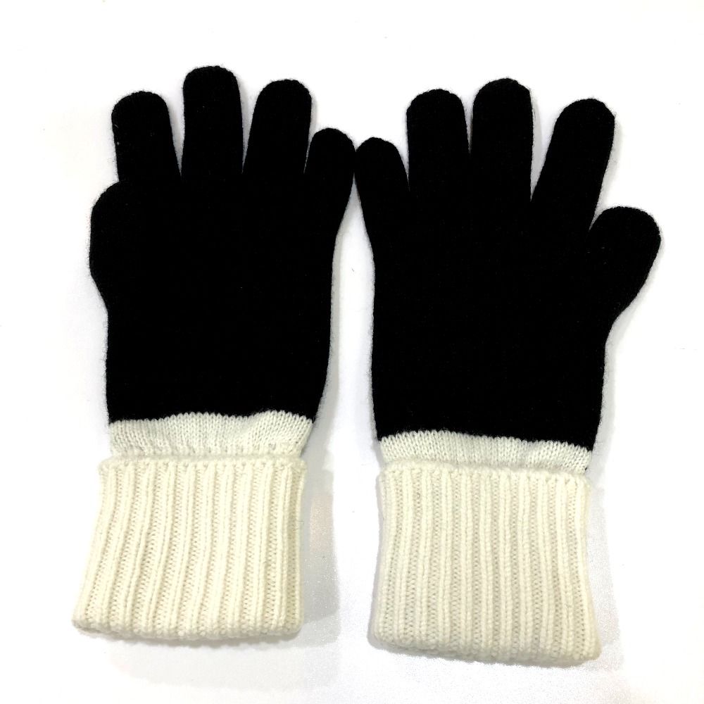 バーバリー ロゴインターシャ カシミアグローブ 手袋 ブラック