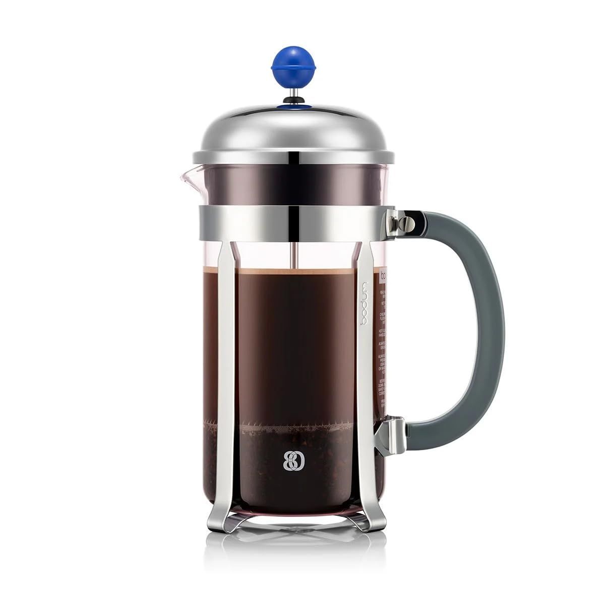 BODUM ボダム コーヒーメーカー コーヒープレス CHAMBORD シャンボール フレンチプレス コーヒーメーカー 1000ml 80周年 ピンク × ブルー × グレー ステンレスフィルター ガラ ピンク × ブルー × グレー 1000ml