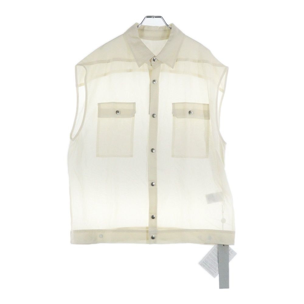 Rick Owens リックオウエンス SLEEVELESS JUMBO SHIRT ジャンボ ノースリーブシャツ アイボリー RP01B4725-OR