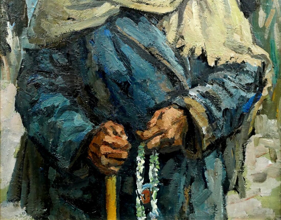 木村 捷司「カンダハールの老人（アフガニスタン）画集掲載作品」油絵