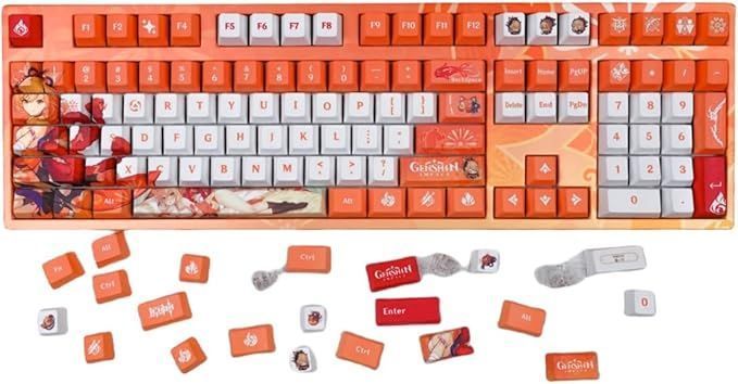 原神 げんしん 宵宮 よいみや メカニカルキーキャップ  キーキャップ pbt染め 昇華OEM 赤軸 全108キーキャップ Genshin周辺機器 誕生日 記念品 プレゼント 人気 周辺 ゲーム 萌え
