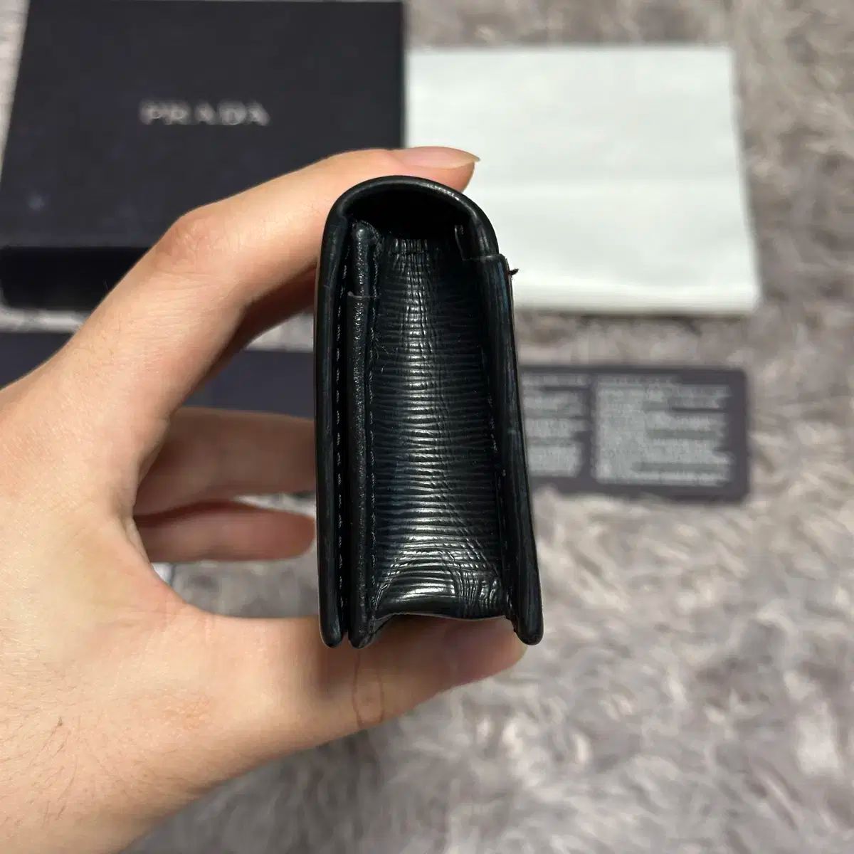  フルセット PRADA プラダ サフィアーノ カードウォレット ブラック 長財布 小物