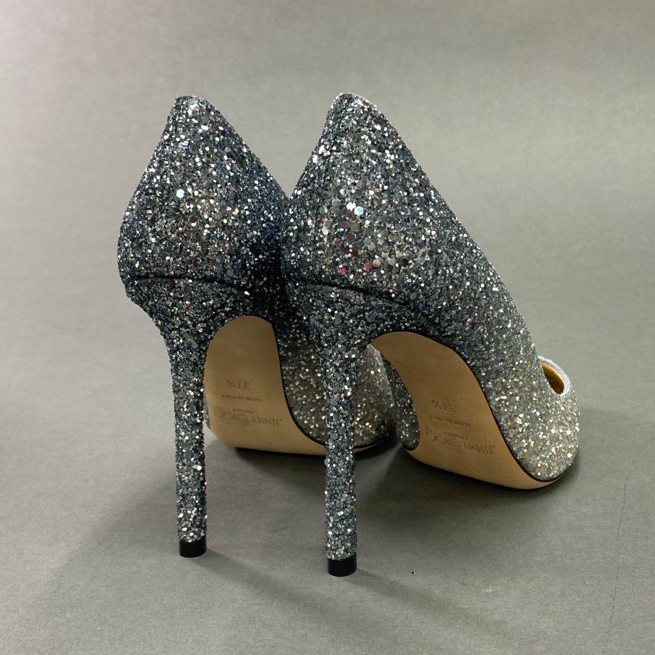 JIMMY CHOO シルバー グリッター ハイヒール 37