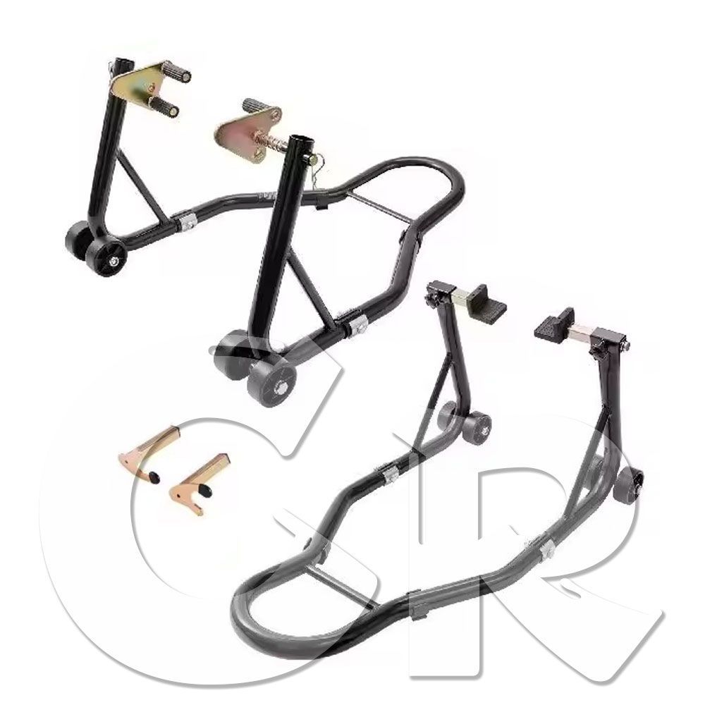 オートバイスタンド モーターサイクルスタンドリフト 850ポンド スポーツバイク 前輪|後輪リフト フロント|リアスタンド スイングアーム パドックスタンド タイヤ交換 オイル交換 軽作業 メンテナンス ブラック カスタム 前後セット