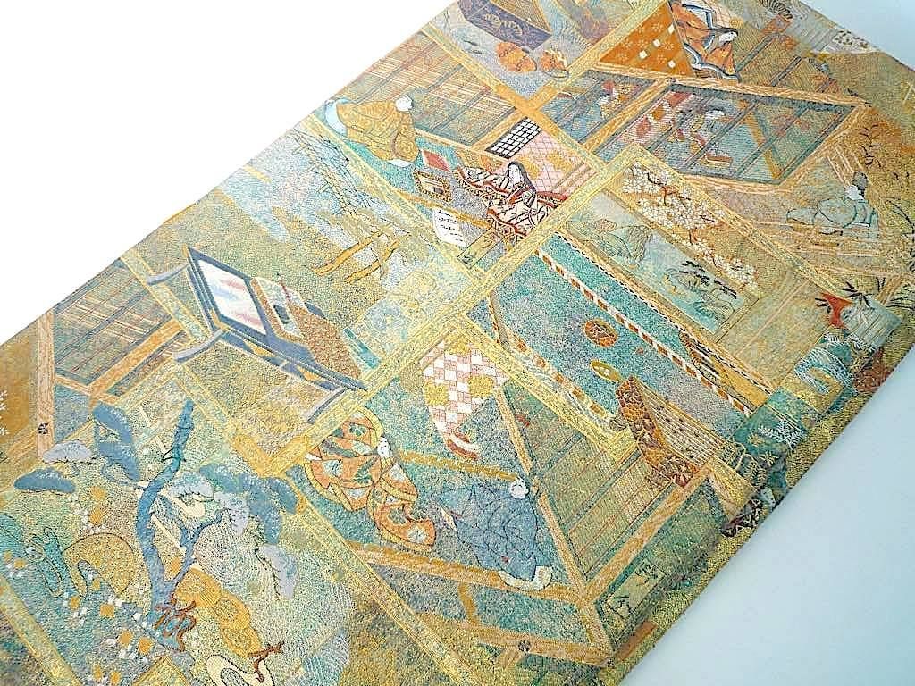 最高級 西陣織あさぎ織物 両面全通 総絵図 徳川美術館秘蔵 紫式部 源氏
