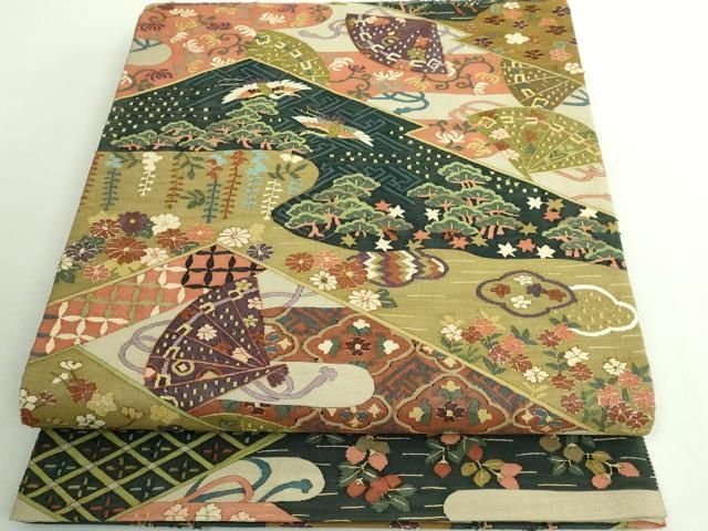 平和屋本店 最 明綴れ 全通柄袋帯 飛鶴吉祥花文 金糸 DZAB0071kh5
