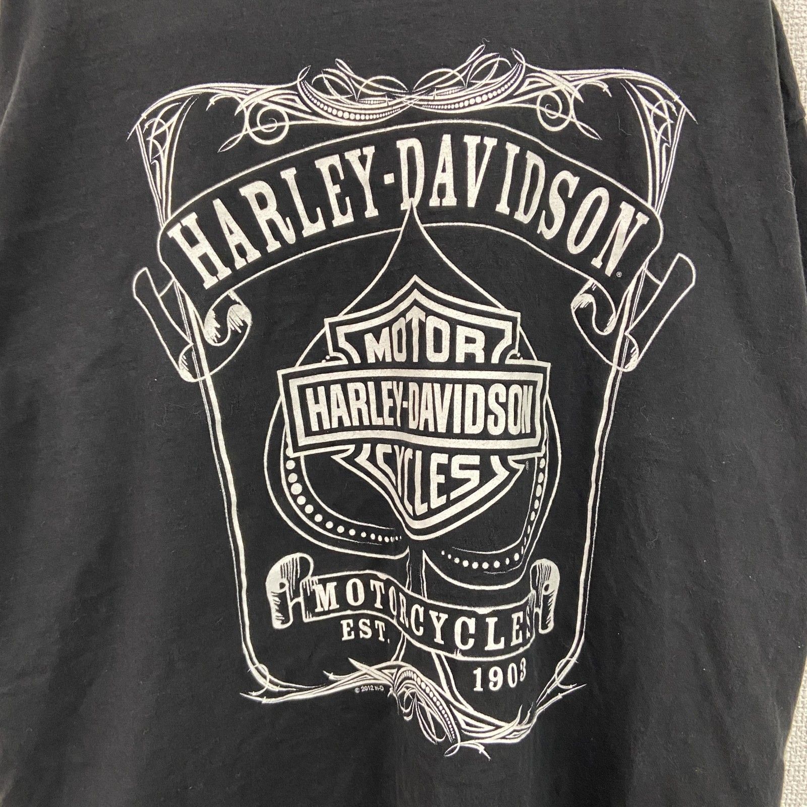 【希少】古着 ハーレーダビッドソン 両面プリント tシャツ ブラック 2XL 希少タグ♪ ハーレーダビッドソン 両面プリント Tシャツ ビッグ