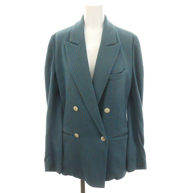 CABaN コットンカシミヤ ギンガムチェックジャカードダブルブレスト