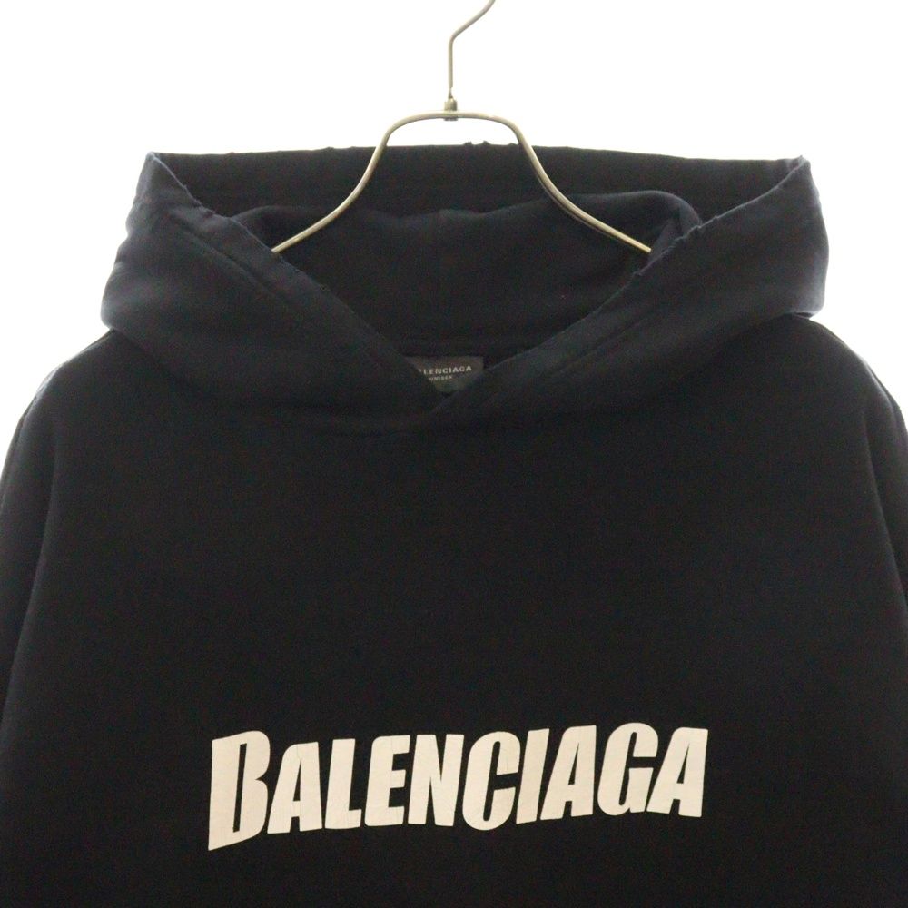 BALENCIAGA (バレンシアガ) 22AW Destroyed Logo-Print Hoodie