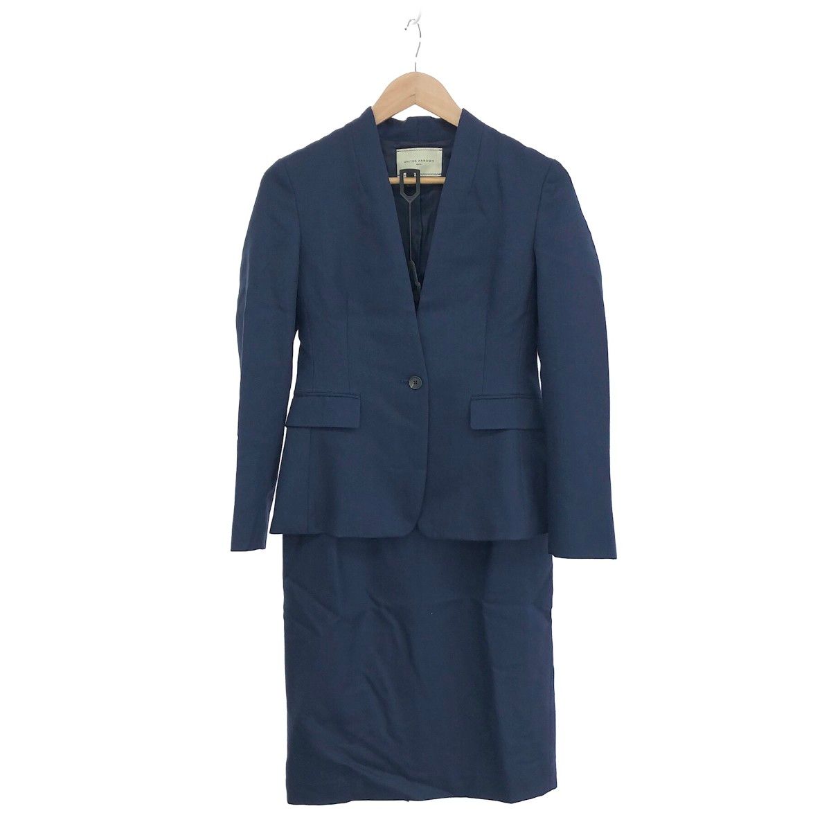 UNITED ARROWS ユナイテッドアローズ セットアップ サイズ 38 ノーラペルジャケット|タイトスカート ネイビー レディース | 240001161918