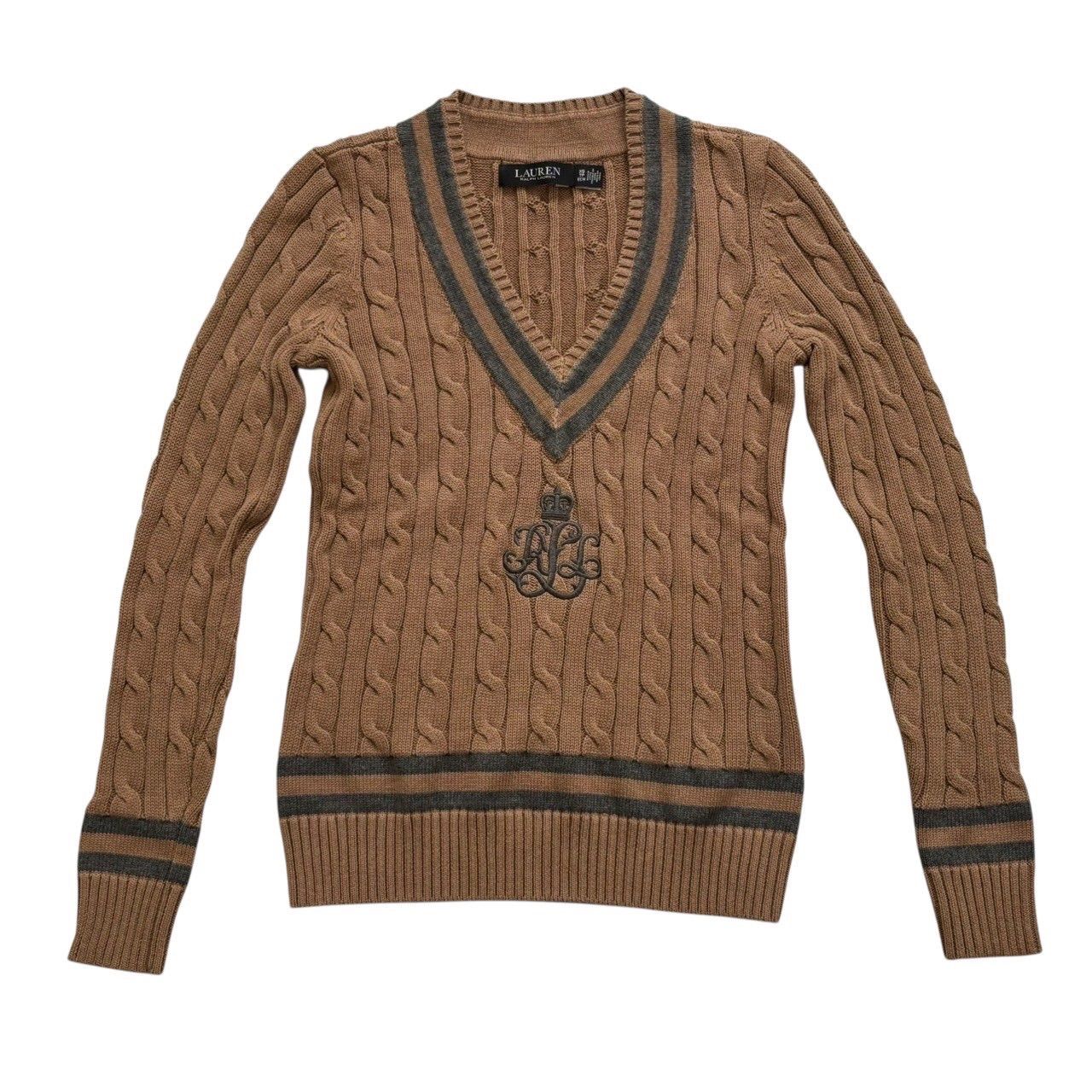 Ralph Lauren ラルフローレン ニットセーター 茶 グレー V