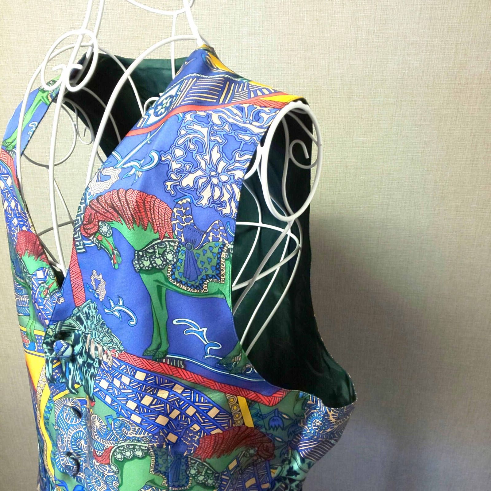 889A-03 HERMES エルメス メンズ シルク ベスト ジレ サイズ50