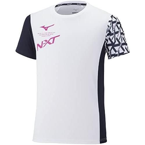 ミズノ(MIZUNO) N-XT 半袖Tシャツ UPF15 スリムシルエット 32JA2720 ホワイト/Dネイビー XLサイズ