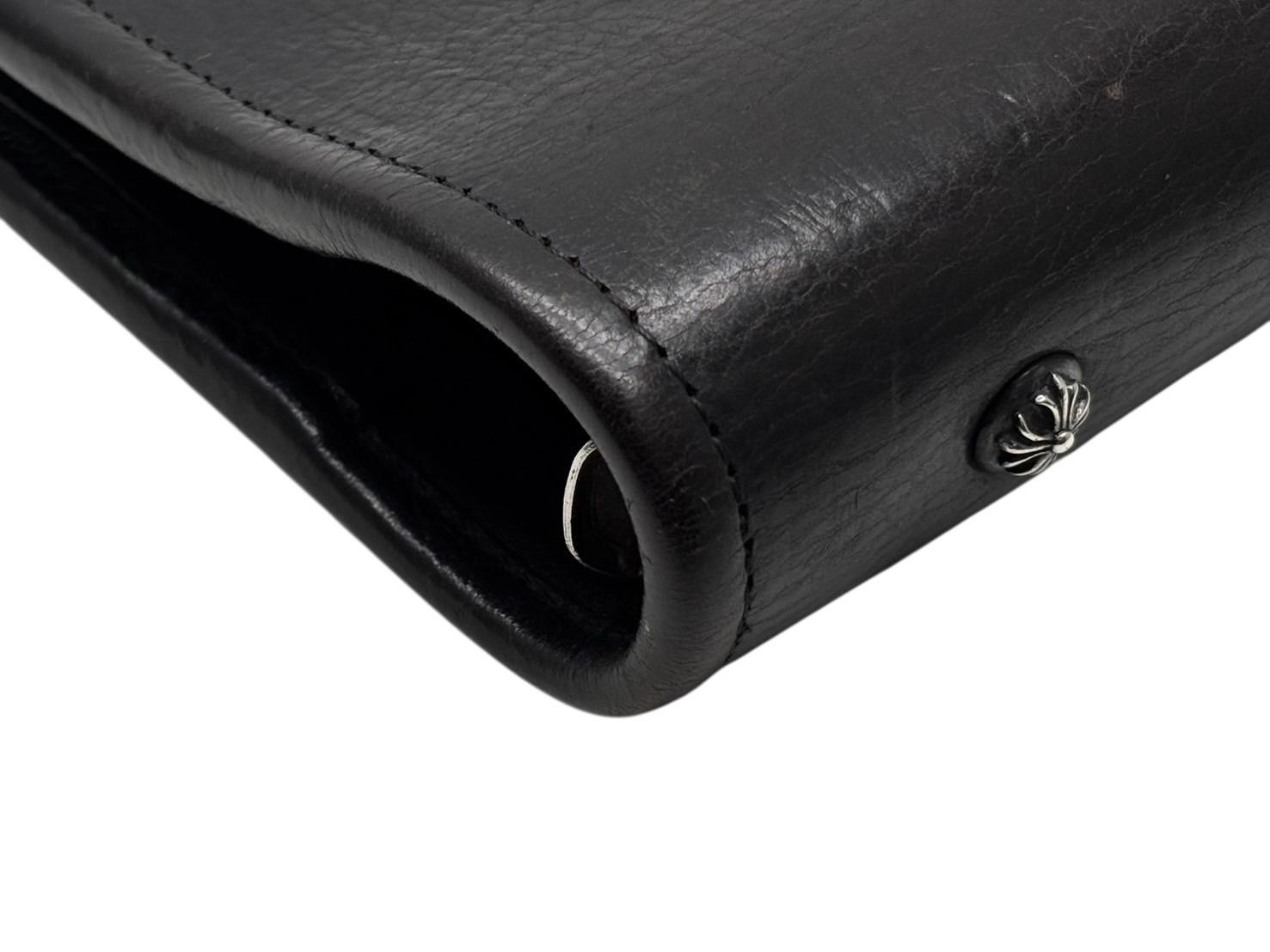 CHROME HEARTS クロムハーツ AGENDA PLAIN 手帳カバー ブックカバー クロスボールボタン シルバー925 レザー ブラック 4b006522 SKLAD-KIRPICHA_RU