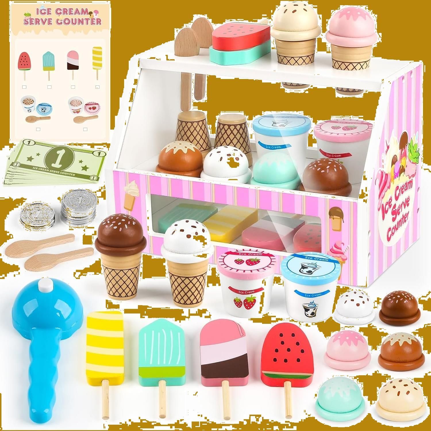 【在庫処分】歳 7 女の子 女の子 6 5 4 3 プレゼント アイスクリーム屋さん おもちゃ おもちゃ 木のおもちゃ 知育玩具 クリスマスプレゼント ままごとセット 玩具 モンテッソーリ アイスクリ