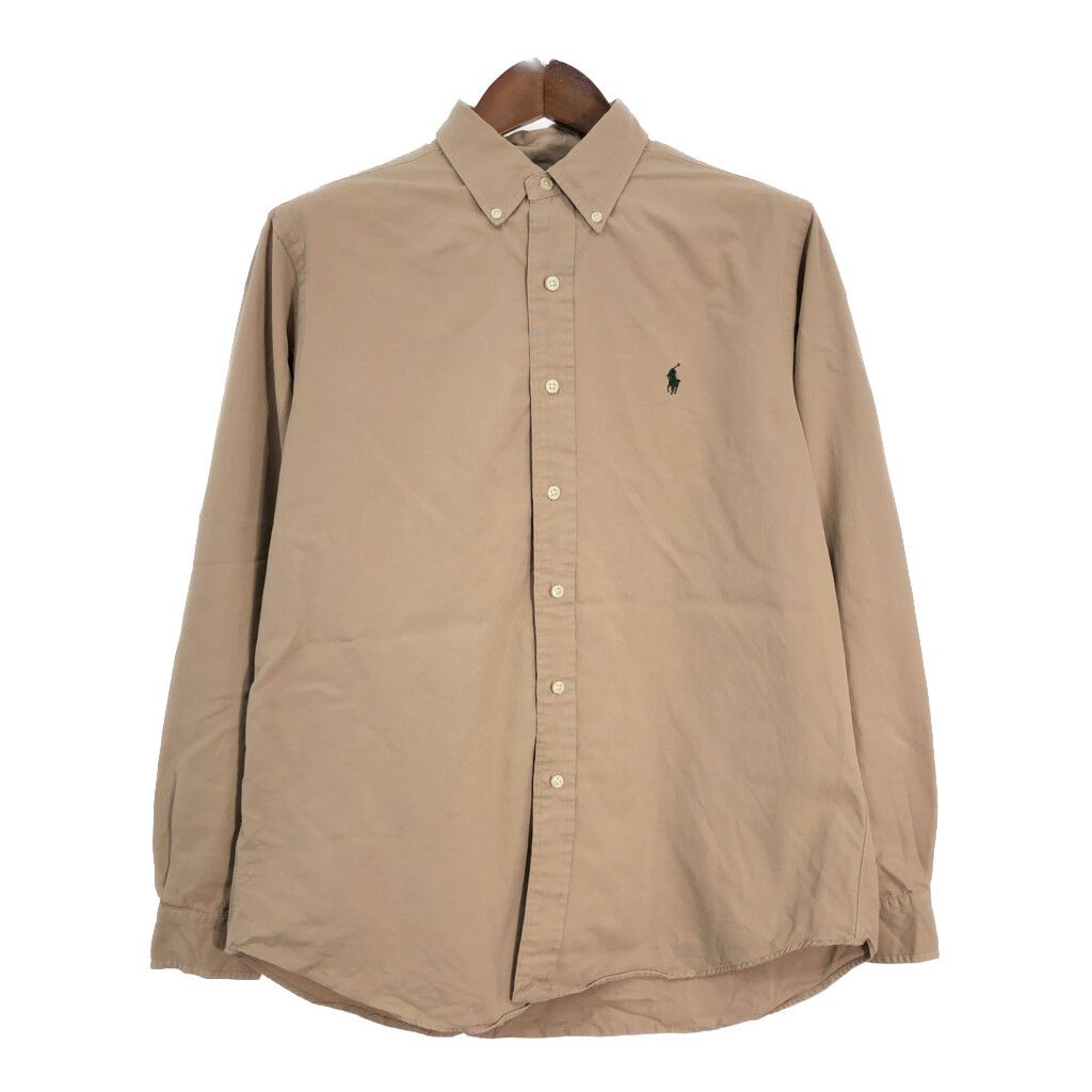 RALPH LAUREN ラルフローレン ボタンダウン 長袖シャツ ベージュ (メンズ L) 中古 古着 R2582