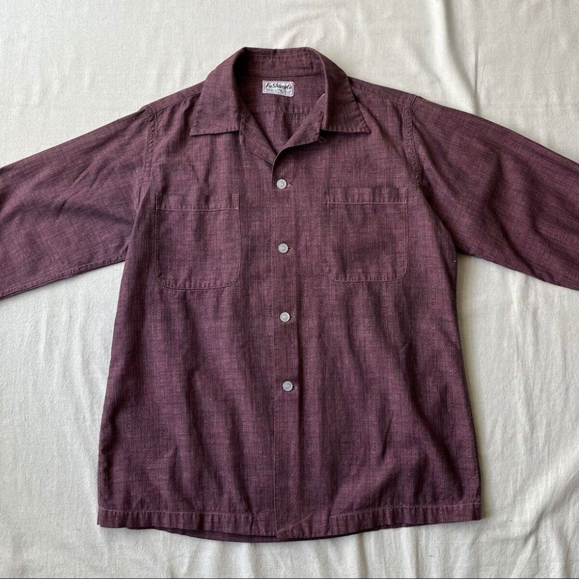 60s USA vintage ボックス シャツ / コットン パープル ワイン