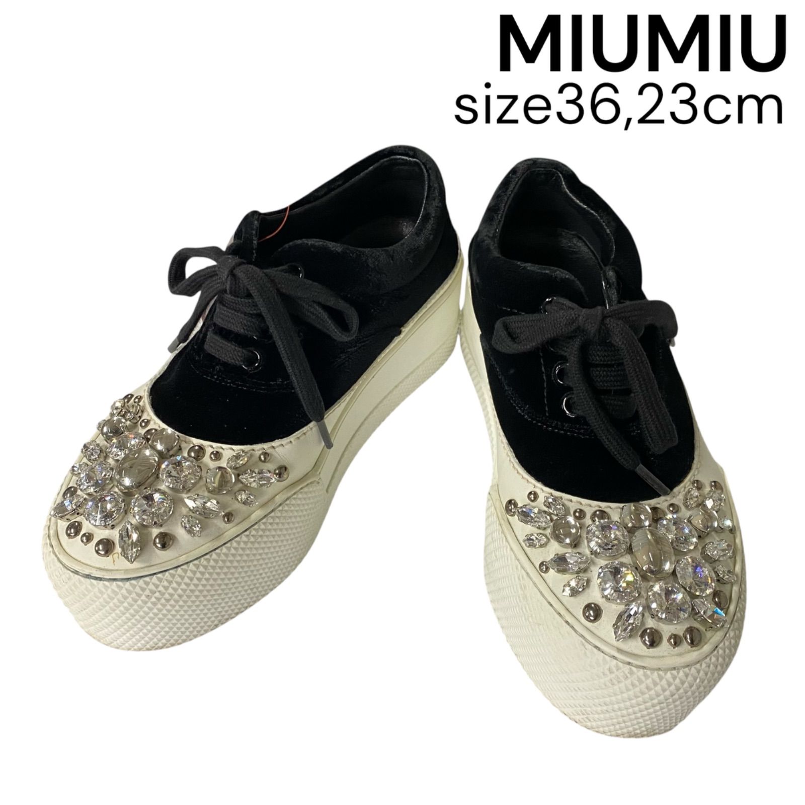 miumiuビジュースニーカー 新品未使用 ミュウミュウ miu miu ビジュー スニーカー エナメル