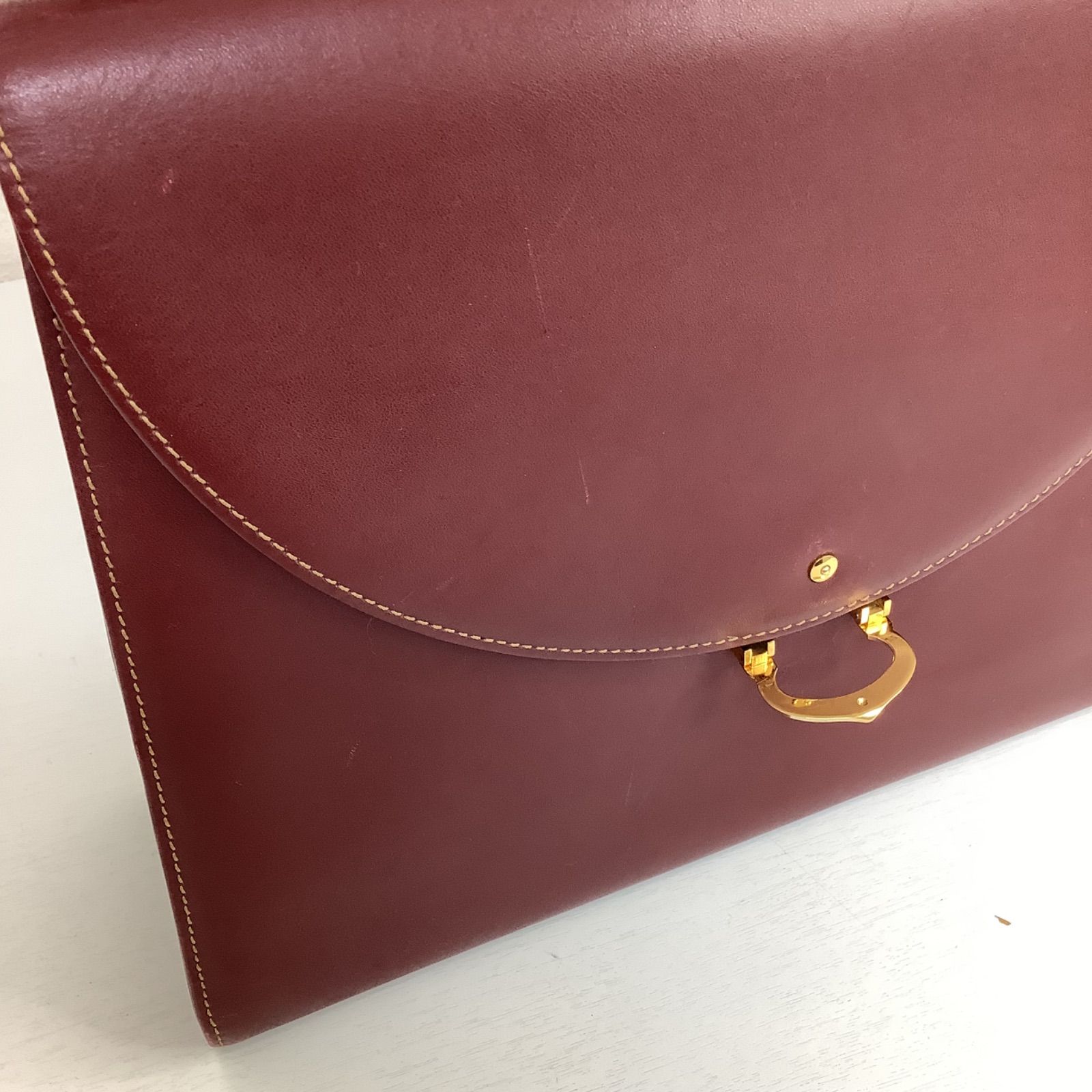 カルティエ　マストライン　ハンドバッグ　レザー　ゴールド金具　Gカード　保存袋 Cartier カルティエ マストライン ハンドバッグ レザー ゴールド