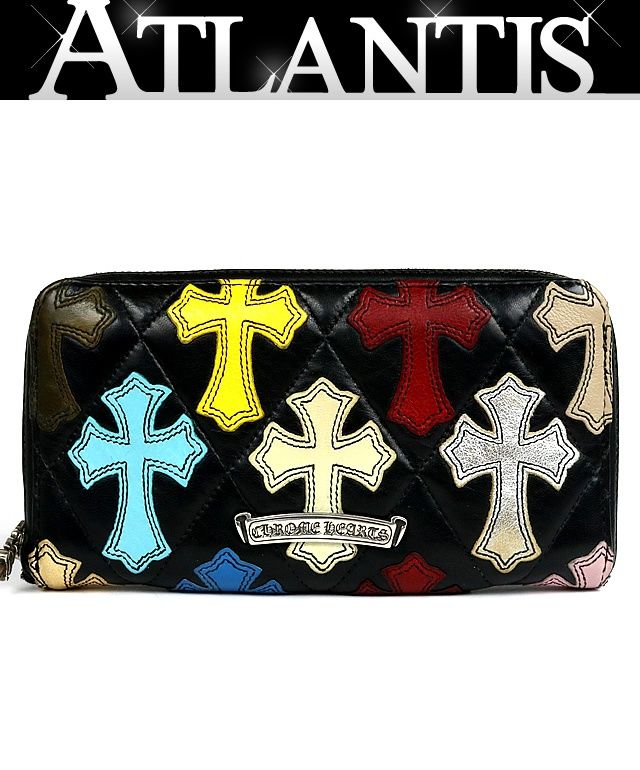 CHROME HEARTS 銀座店 クロムハーツ REC F ZIP マルチカラー セメタリークロスパッチ キルティング レザーウォレット 長財布 マルチカラー 96706