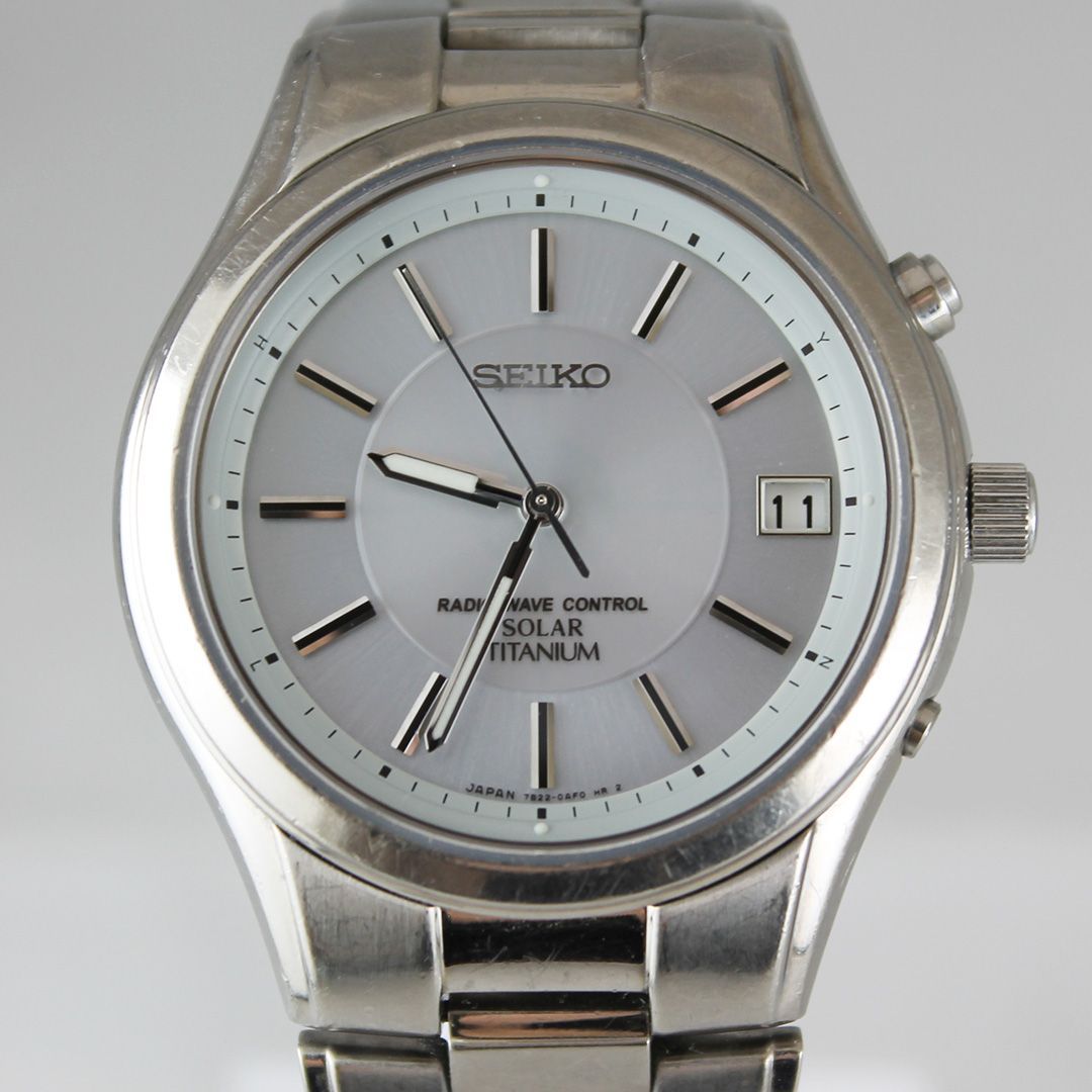 中古 】SEIKO セイコー 7B22-0AD0 ソーラー 電波 チタン 37mm