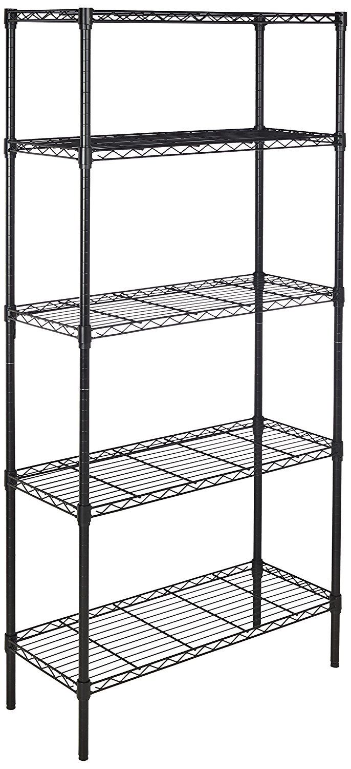 ベーシック 5段スチールラック 棚 メタルラック 耐荷重794kg 幅91.4×奥行35.6×高さ183cm ブラック
