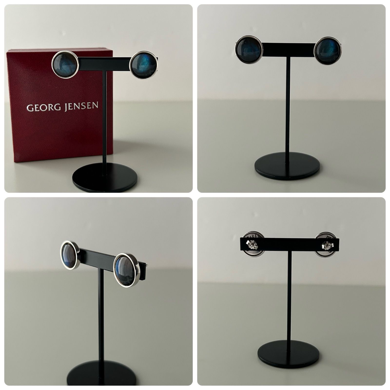 使用感有】ジョージジェンセン 希少 ピアス ラブラドライト 301A AG925