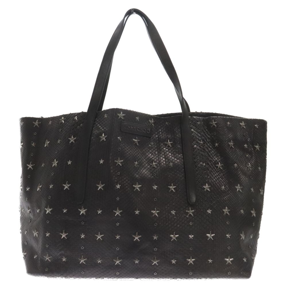 JIMMY CHOO (ジミーチュウ) PIMLICO ピムリコ スタースタッズ 総柄 レザー トートバッグ ハンドバッグ ブラック