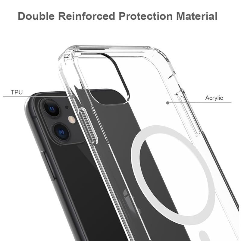 iPhone 11 ケース MagSafe対応 背面 クリア PC 米軍MIL規格 iPhone11 ケース 耐衝撃 TPU すり傷防止 iPhone11 ケース ワイヤレス充電対応 PinLiSheng(クリアMagSafe, iPhone 11)