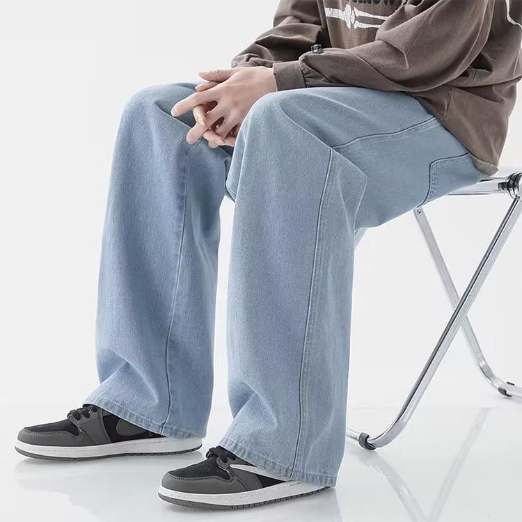 ダークブルー ワイドレッグストレートデニム UNIQLO JEANS ダークブルーワイドレッグデニム - メルカリ