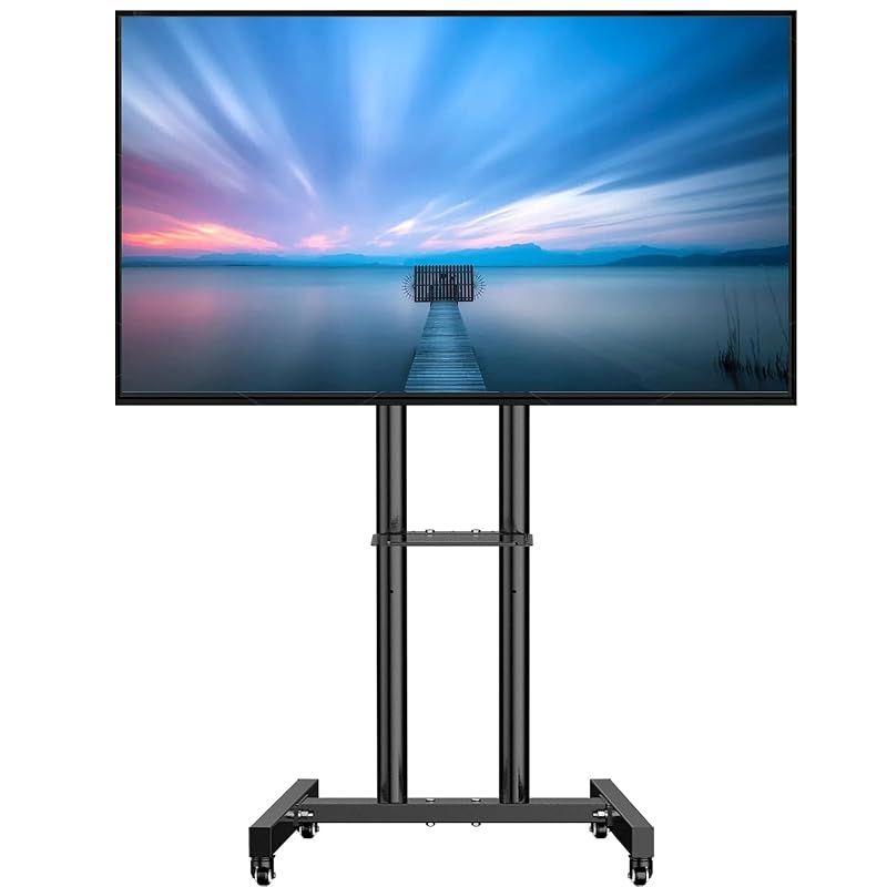 GLWIXY テレビ台 キャスター付き床置き32~70インチ LED LCD OLED フラット＆曲面液晶対応 tvスタンド ハイタイプ自立型 移動式VESA 100x100mm~600x400mm 耐荷重50kg 高低さ調節 家用|学校|展示用 1
