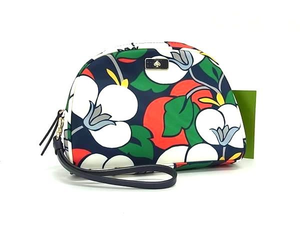 ■美品■ kate spade ケイトスペード ナイロン マルチポーチ マルチケース 小物入れ レディース ネイビー系×マルチカラー DK2498
