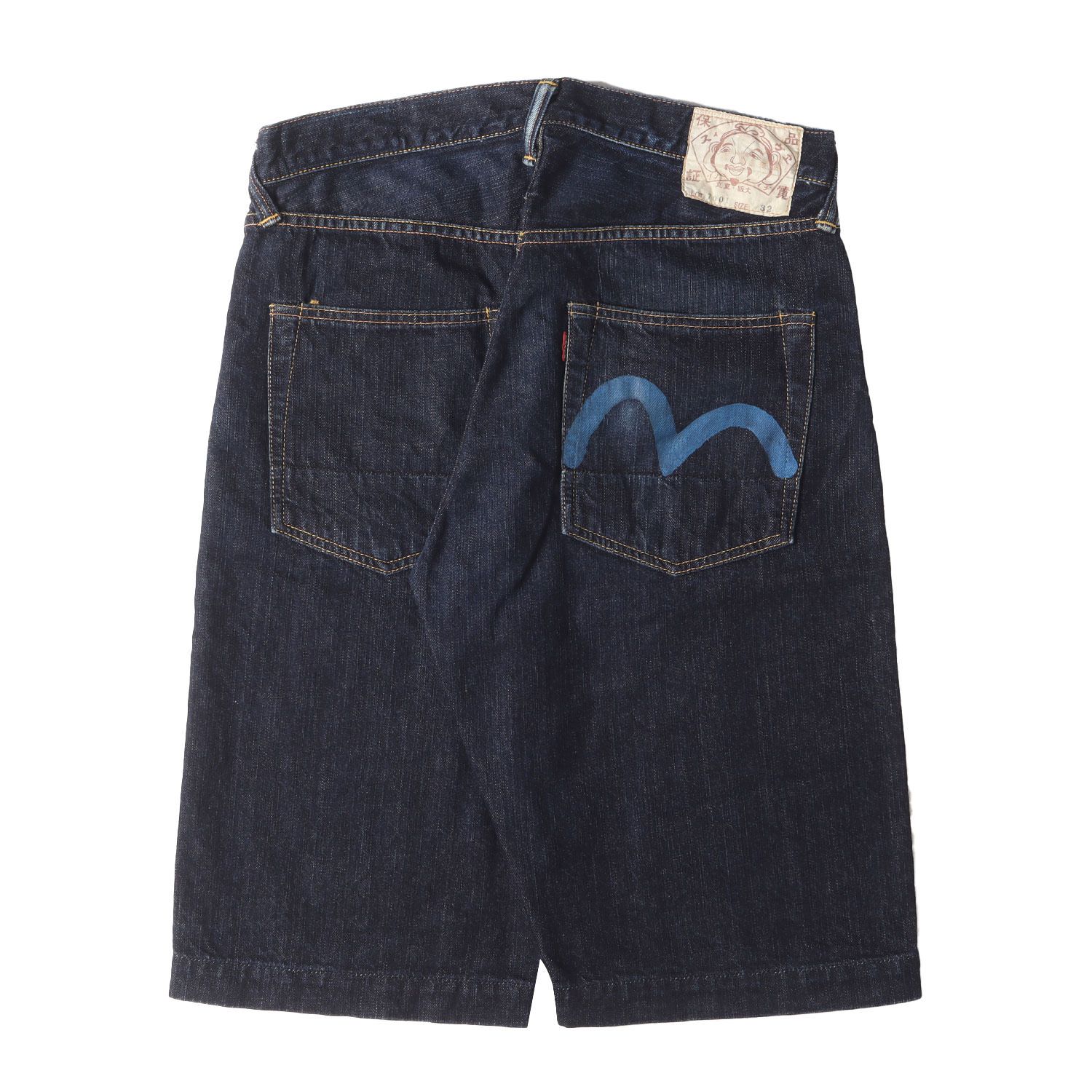 エヴィス LOT 7001 SIZE32 デニムショートパンツ　カモメ カモメプリント リラックスフィット デニムショートパンツ – EVISU
