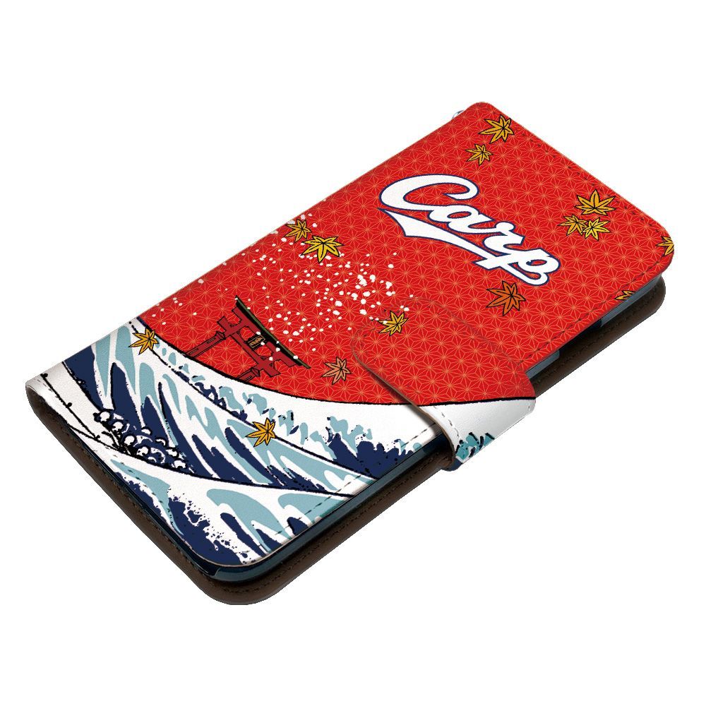 広島東洋カープ 正規品 AQUOS wish3 A302SH ケース 手帳型 スマホケース [デザイン:33.波乗り坊-宮島紅葉（re）/マグネットハンドあり] カープ坊や グッズ アクオスウィッシュ3 a302sh