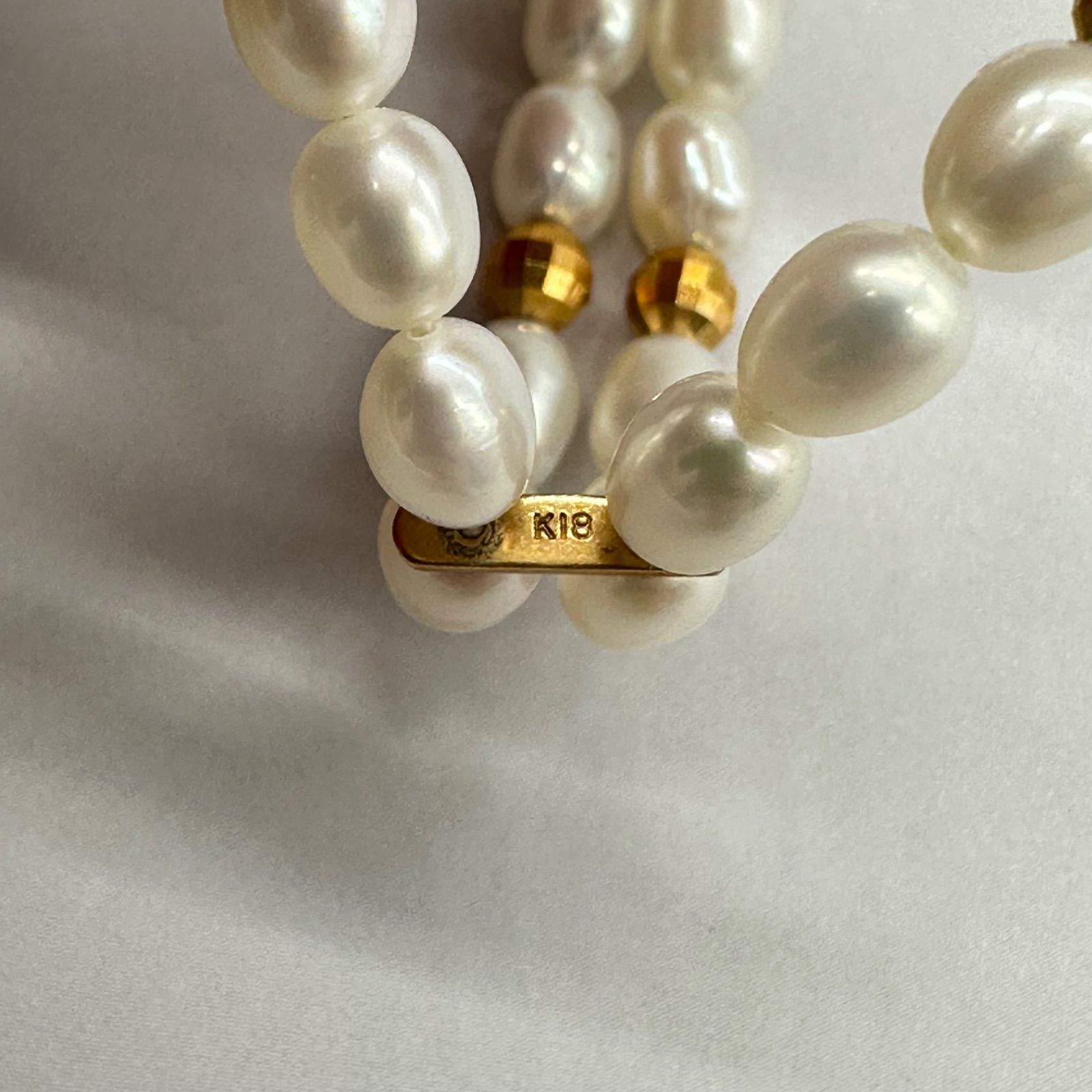 K18 18金 カラフル 淡水パール ブレスレット K18バングル 淡水真珠 18