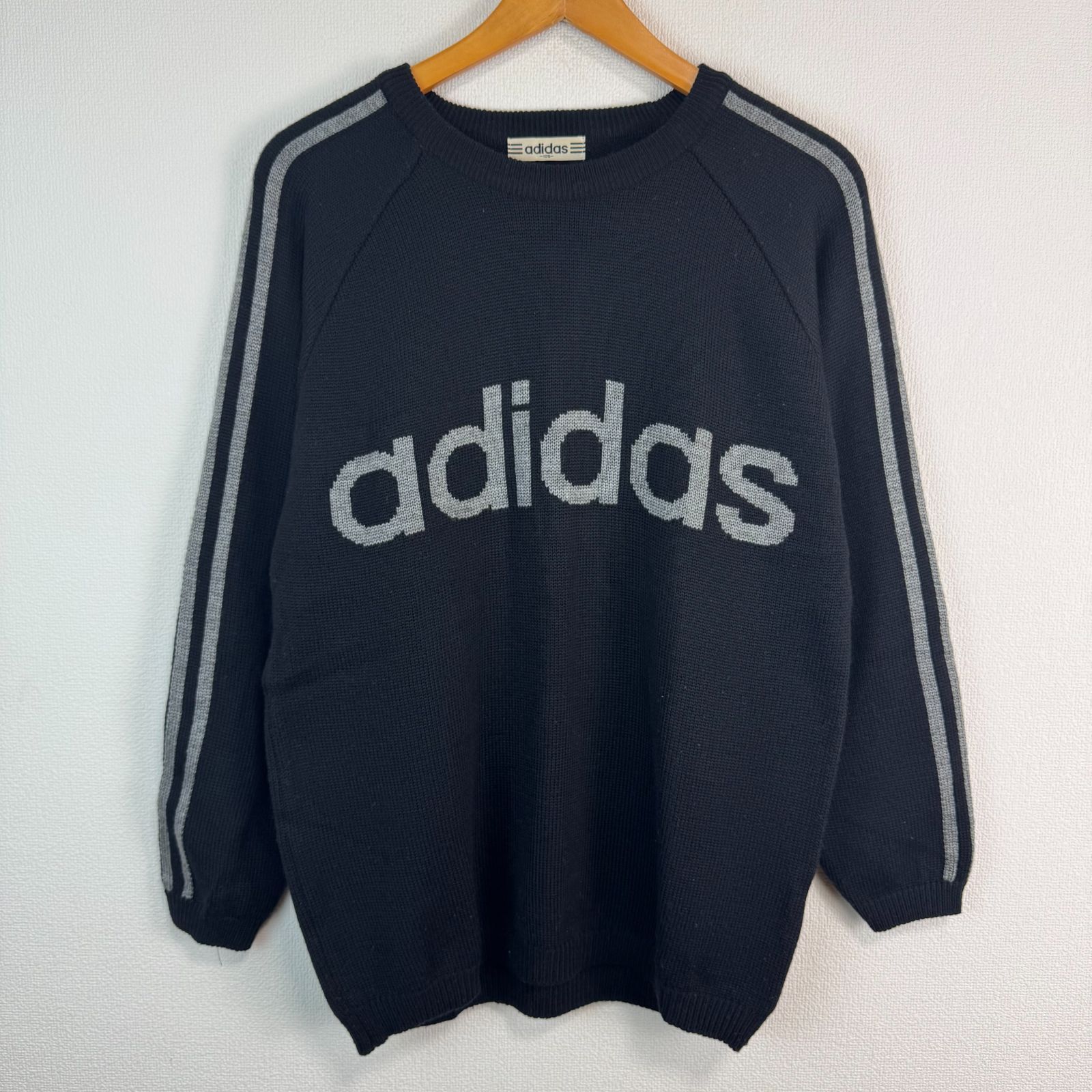 90s adidas アディダス ニット セーター デカロゴ 3ストライプ