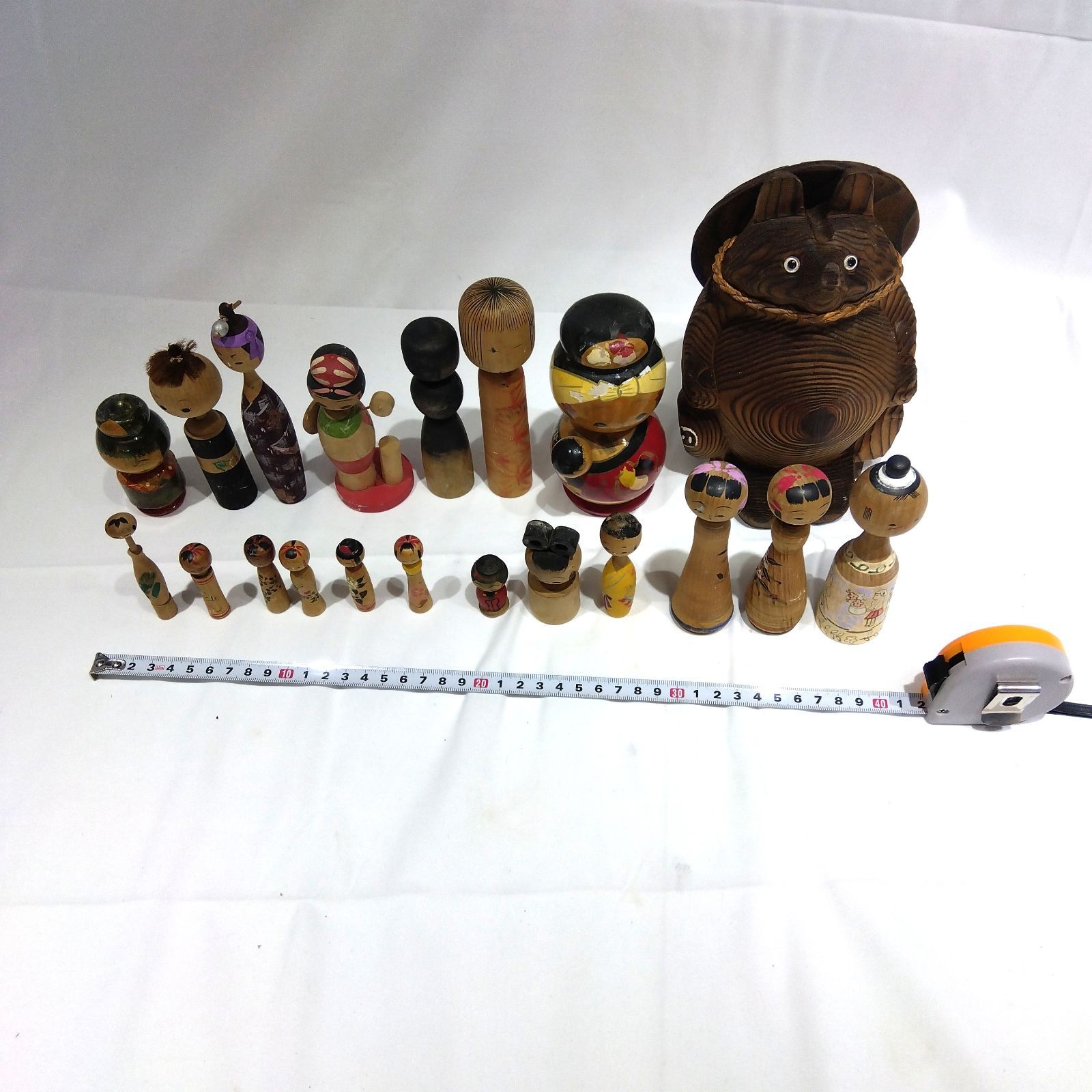 昭和レトロ 民芸品 まとめ売り こけし多数 木彫たぬき 郷土玩具