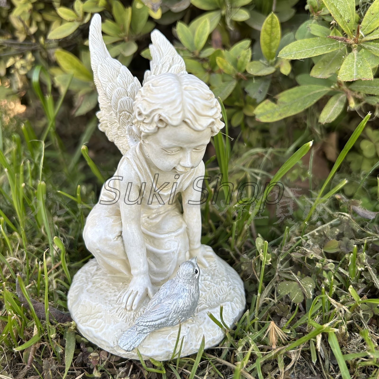 天使 小鳥 仲良し エンジェル ガーデン 置物 【公式通販】