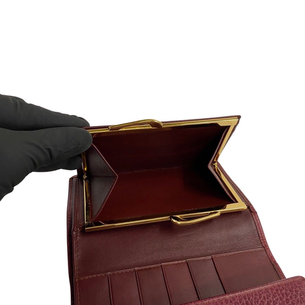 【未使用級】 カルティエ マストライン 折り財布 がま口 カード 箱付き 中古・古着通販】Cartier (カルティエ) マストラインがま口二つ折り