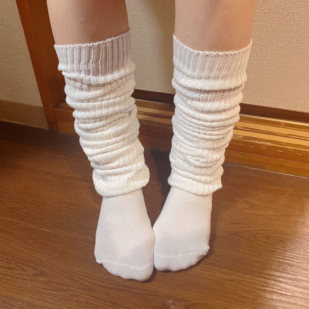 レッグウォーマー ホワイト ワイド 制服 ルーズソックス 学生 - レッグ