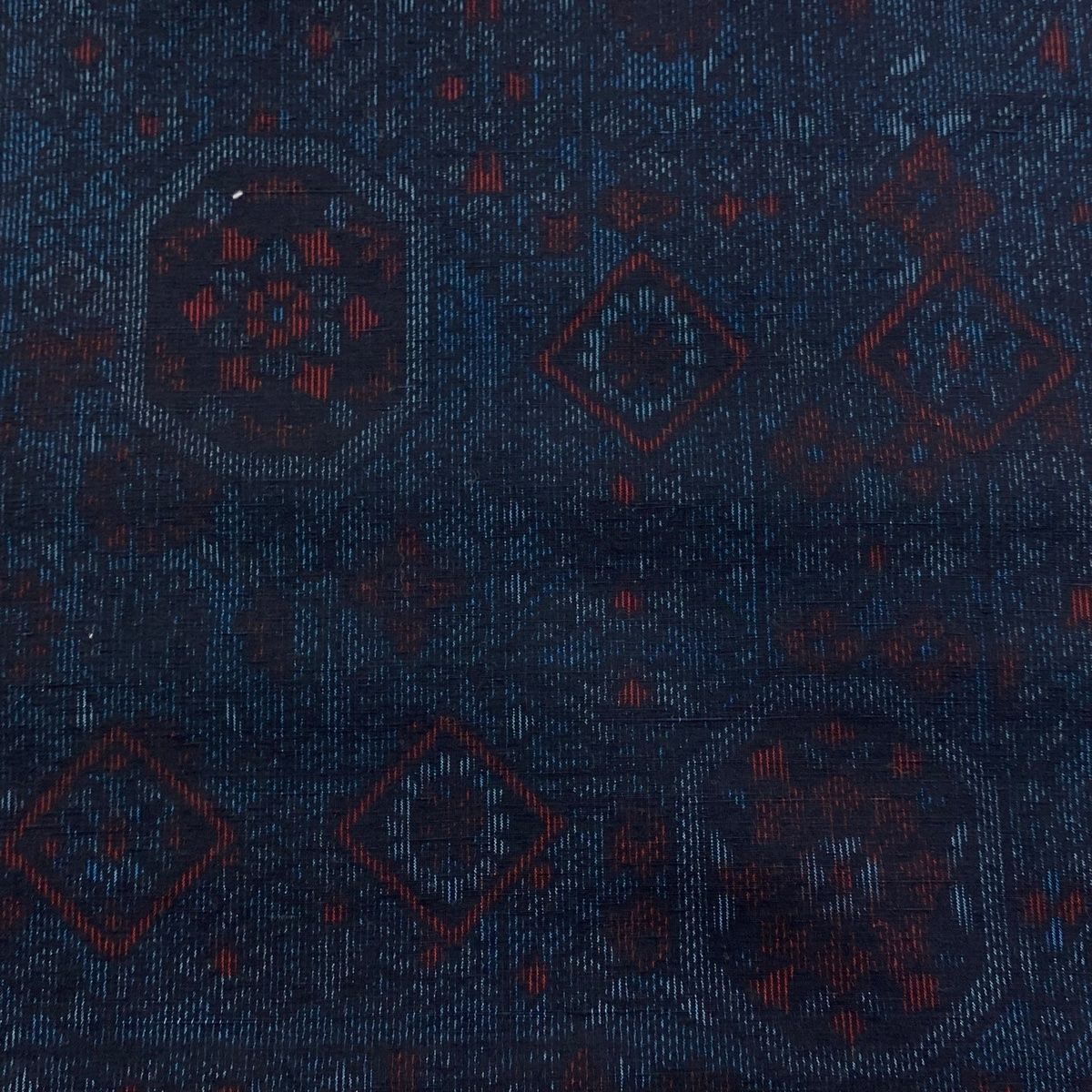 反物 秀品 紬 証紙 華文 草花 紺色 正絹