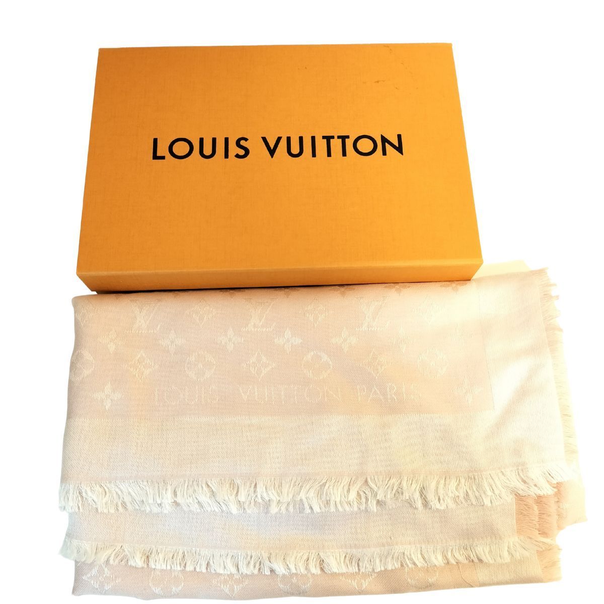 LOUIS VUITTON ルイヴィトン ショール ストール モノグラム柄 ピンク シルク 大判 スカーフ き J1646